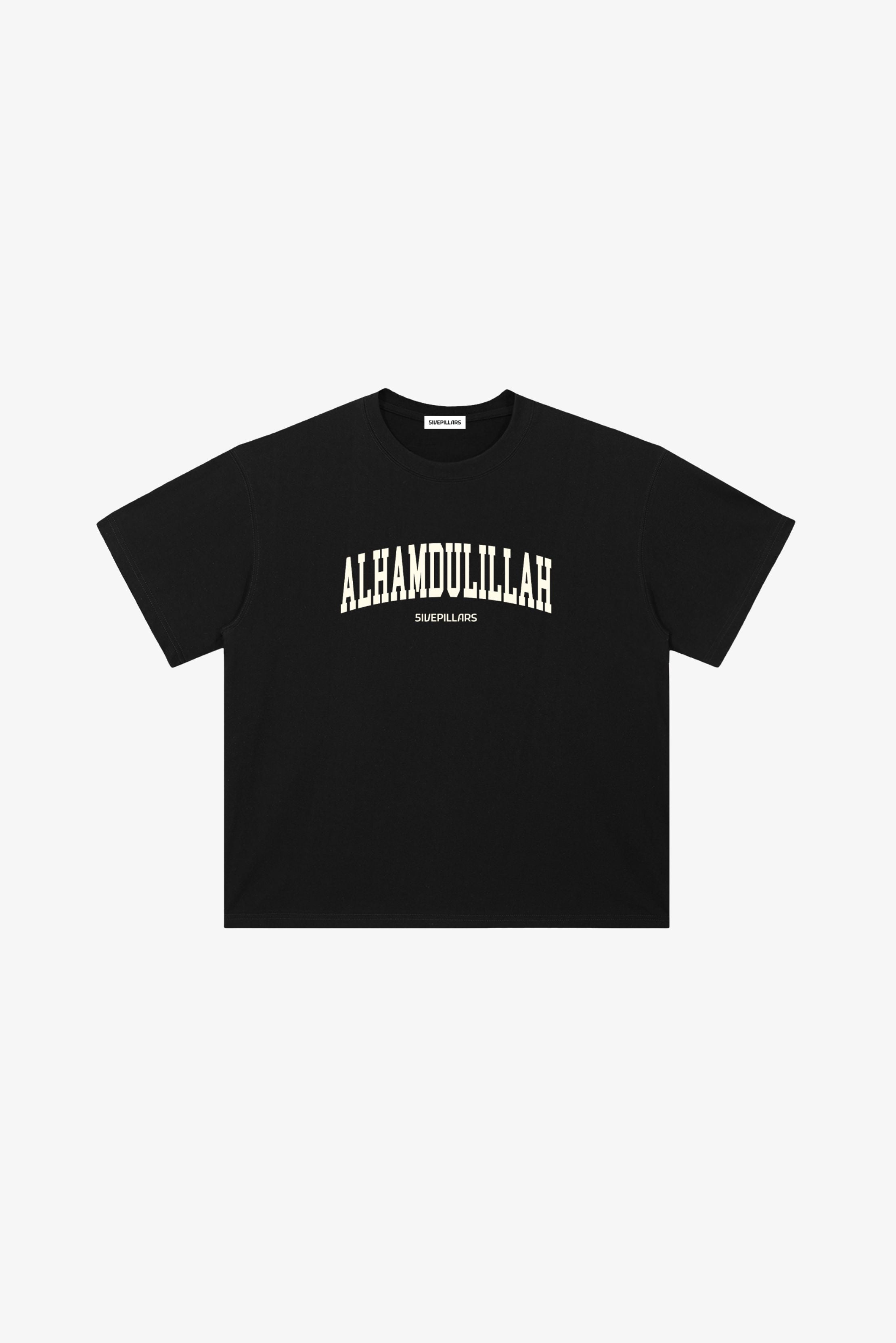 Alhamdulillah heavyweight cotton tee by 5ivepillars in Black, Army Green, and Brown