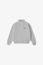 Grey cropped Script quarter-zip fleece with embroidered script logo – Islamic clothing